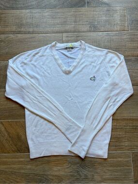 Retro Golf Augusta National Golf Shop V-Neck White Men’s Sweater, Sz L